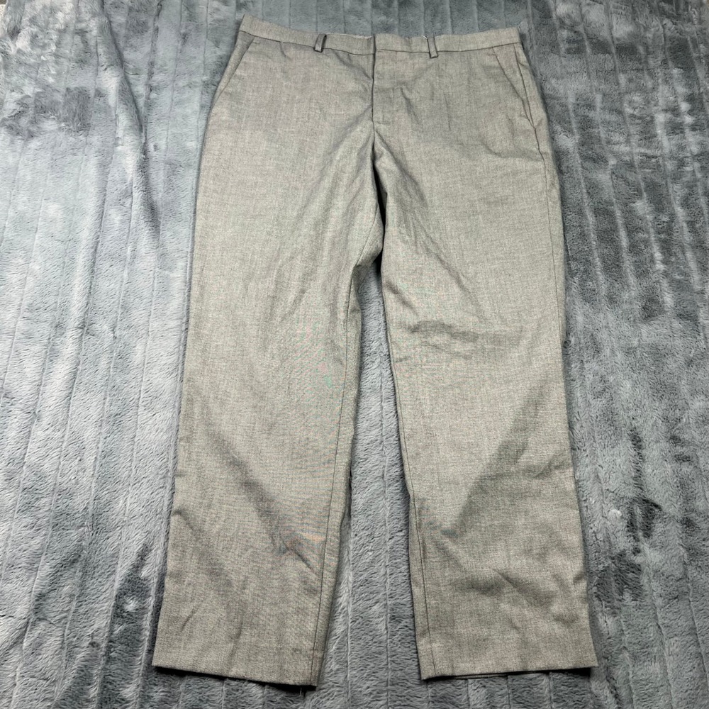 Express Producer Mens Gray Stretch Dress Pants Trousers 36x30 Flat Front 12047